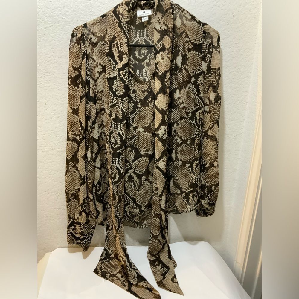 Altuzarra Target Snake print V-neck  Long Sleeves Tie Blouse XS